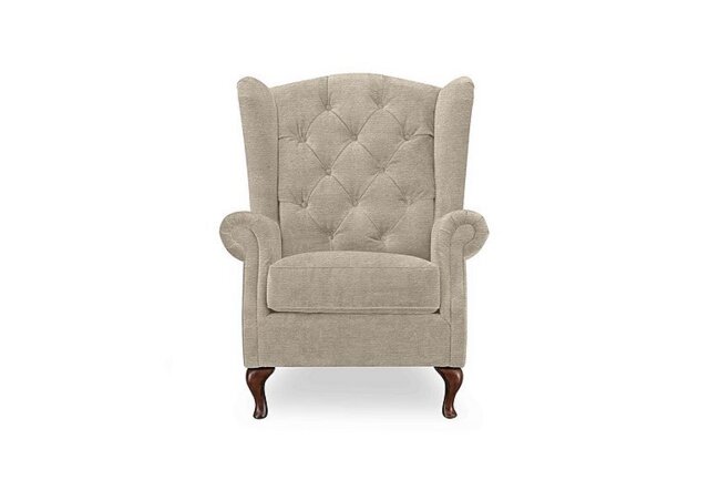 At The Helm - Harriet Fabric Wing Chair with Walnut Feet