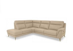 World of Leather - Eclipse Leather Power Recliner Left Hand Facing Corner Sofa with Power Headrests and Chaise End Storage - Nude