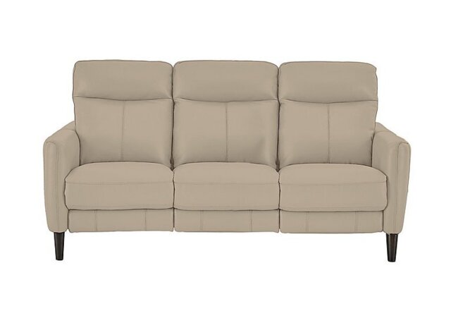 World of Leather - Compact Collection Petit 3 Seater NC Leather Power Recliner Sofa - NC Pebble