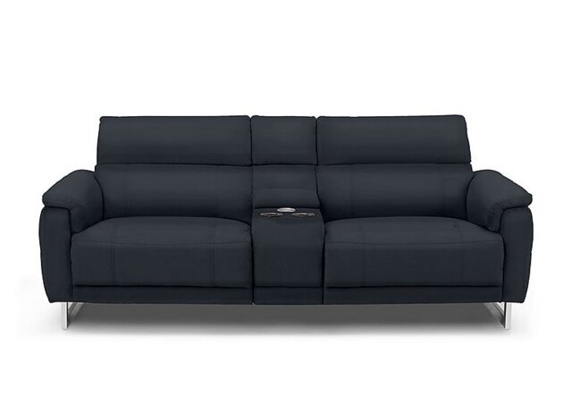 Moet 3 Seater Leather Power Recliner Sofa with Telescopic Headrests and Smart Console - Navy