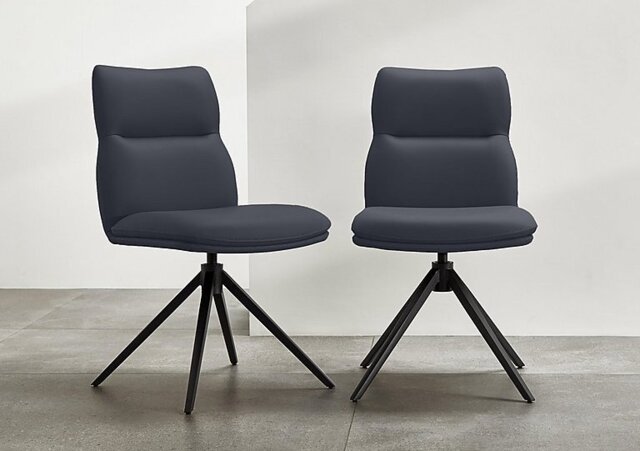 Quattro Set of 6 Swivel Dining Chairs - Black