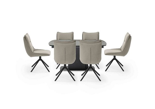 Catalina Small Extending Dining Table and 6 Swivel Chairs - Taupe