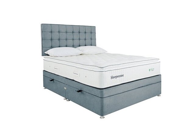 Sleepeezee - Natural Touch 2000 Pillowtop Side Ottoman Divan Set - King Size - Light Blue