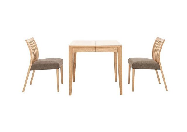 Duplex Small Extending Dining Table with 2 Low Slatted-Back Chairs - Black & Gold