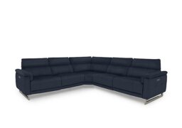 Moet Large Leather Power Recliner Corner Sofa with Telescopic Headrests - Peacock