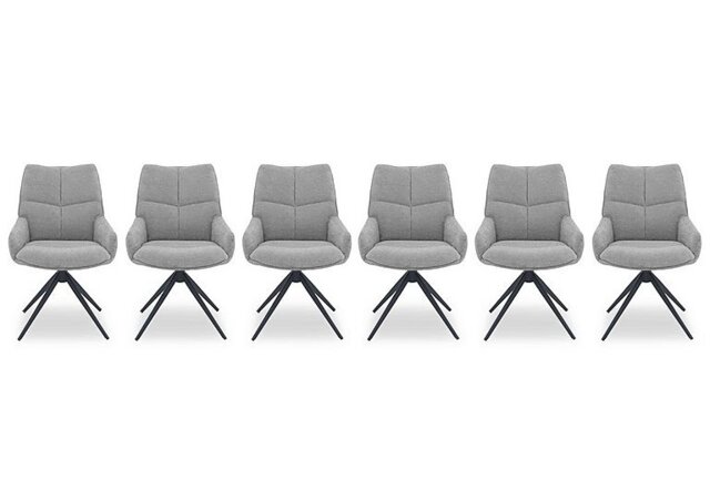 Kiara Set of 6 Fabric Swivel Dining Chairs - Taupe