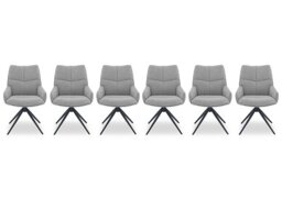 Kiara Set of 6 Fabric Swivel Dining Chairs - Taupe
