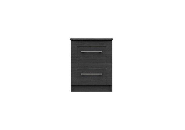 London Bedrooms - Fenchurch 2 Drawer Bedside Chest - Graphite - Bedroom Furniture - In Time for Christmas