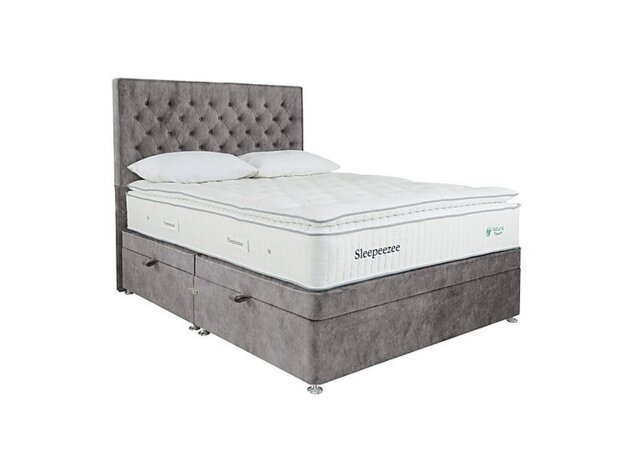 Sleepeezee - Natural Touch 3000 Pillowtop Side Ottoman Divan Set - King Size - Dapple Silver
