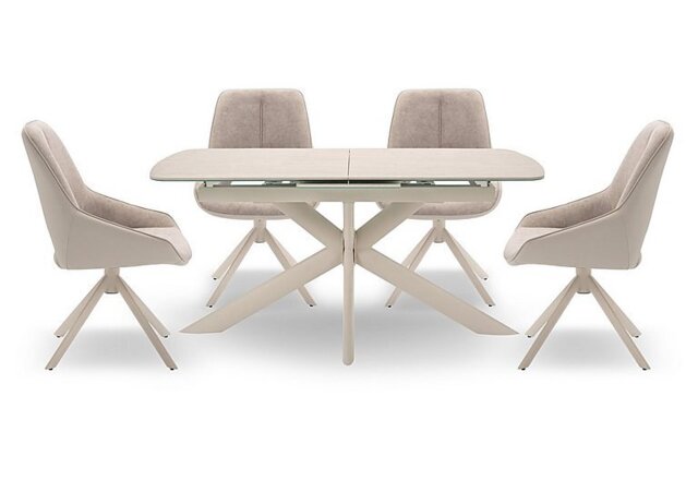 Tino Pop-up Extending Dining Table and 4 Two Tone Swivel Chairs - 140-cm - In Time for Christmas