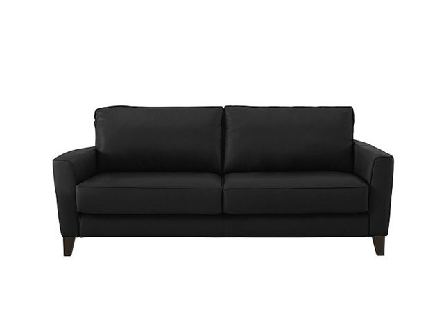 Ideal Home - Brondby 3 Seater Leather Sofa - Classic Black