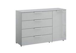 Rauch - Formes Glass 4 Drawer 1 Door Chest - Silk Grey/Silk Grey Front