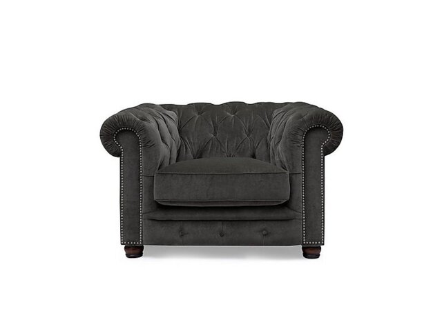 At The Helm - Shackleton Fabric Chesterfield Chair - Moonstone