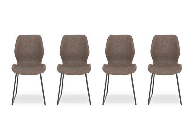Pedro Set of 4 Faux Leather Ski Leg Dining Chairs - Light Brown
