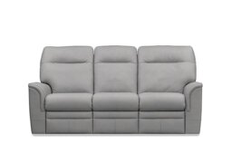 Parker Knoll - Hudson 23 Leather 3 Seater Recliner Sofa with Headrests and Power Lumbar - Roma Steel