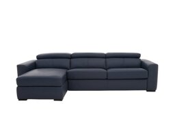 World of Leather - Infinity NC Leather Left Hand Facing Corner Chaise Sofa with Storage - NC Ocean Blue