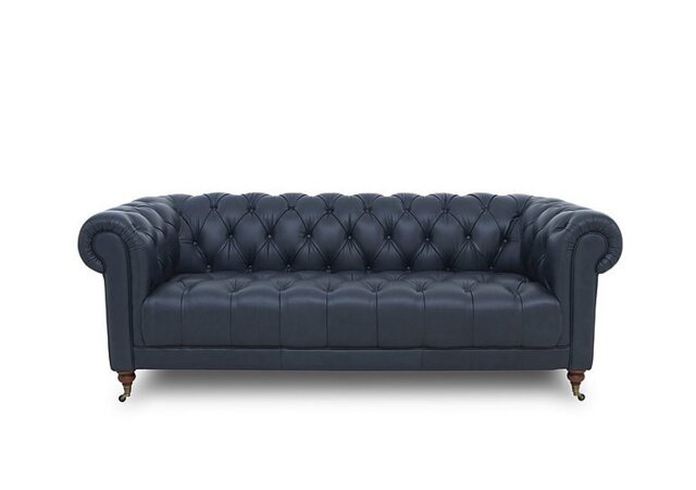 Columbus Leather 3 Seater Sofa with Castors