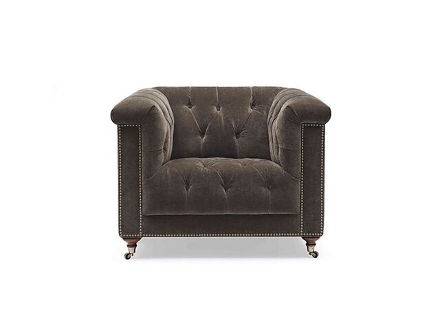At The Helm - Wallace Fabric Chesterfield Chair - Brindle