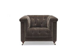 At The Helm - Wallace Fabric Chesterfield Chair - Brindle