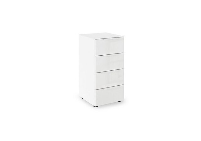 Rauch - Haven 40cm 4 Drawer Chest with Glass Top and Front - Alpine White