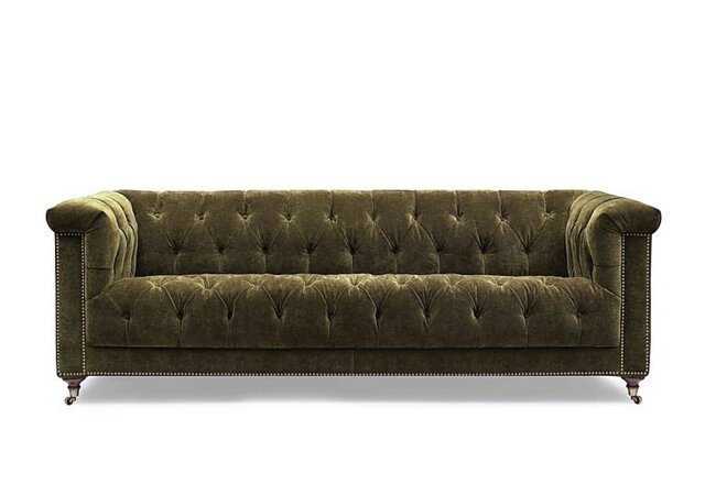 At The Helm - Wallace 4 Seater Fabric Chesterfield Sofa - Pine