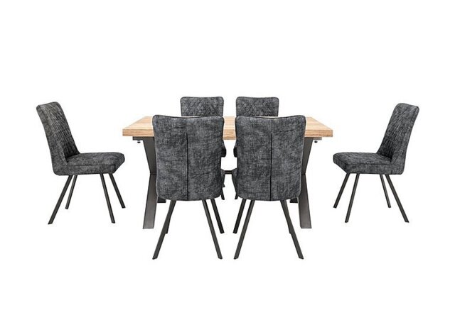 Earth Small Dining Table and 6 Chairs - Graphite