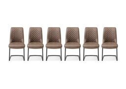 Jayden Set of 6 Faux Leather Cantilever Dining Chairs - Light Brown