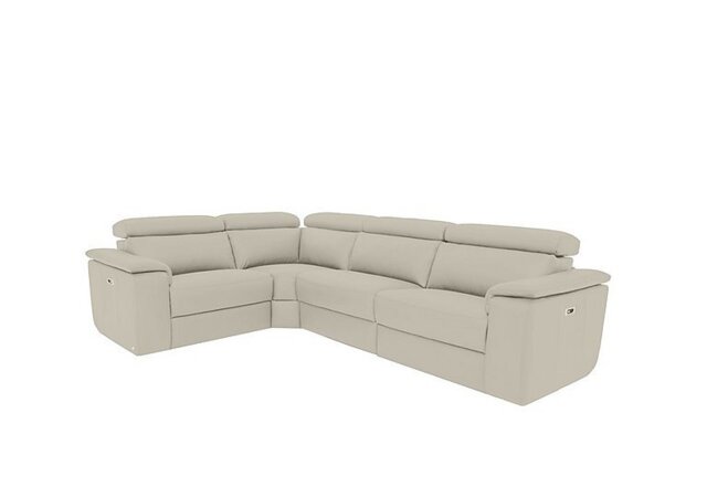 Nicoletti - Davide Small Leather Left Hand Facing Corner Power Recliner Sofa - Torello Ice