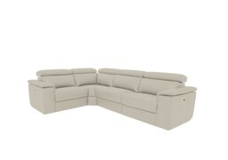 Nicoletti - Davide Small Leather Left Hand Facing Corner Power Recliner Sofa - Torello Ice