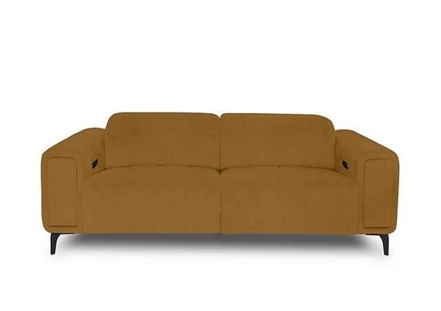 Elphaba Fabric 3 Seater Power Recliner Sofa with Storage Arms - Opulence Saffron
