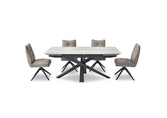 Germain Extending Dining Table and 4 Swivel Chairs - 180-cm - Taupe