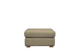 G Plan - Seattle Leather Storage Footstool with Wooden Feet - Cambridge Taupe
