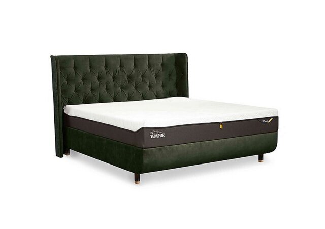 TEMPUR - Arc Disc Bed Frame with Luxury Headboard - King Size with Chrome Feet