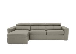 World of Leather - Infinity Leather Left Hand Facing Corner Chaise Sofa with Storage - Silver Grey