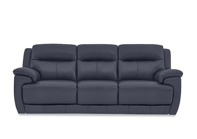 World of Leather - Touch 3 Seater BV Leather Sofa - BV Ocean Blue