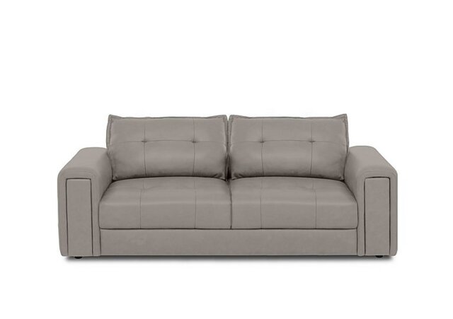 Goliath 3 Seater Leather Sofa with Storage Drawers - Lead Grey
