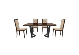 Palazzo 160cm Extending Dining Table in Dark Walnut with 4 Rombi Chairs - Aquos Cream