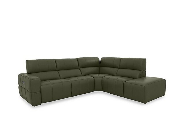 Cube Leather Power Recliner Right Hand Facing Chaise End Sofa with Power Headrest - Oslo Pine