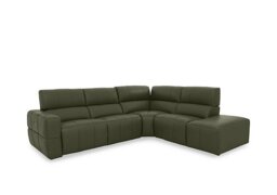 Cube Leather Power Recliner Right Hand Facing Chaise End Sofa with Power Headrest - Oslo Pine