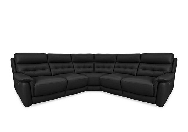 World of Leather - Springer BV Leather Large Power Recliner Corner Sofa - Classic Black