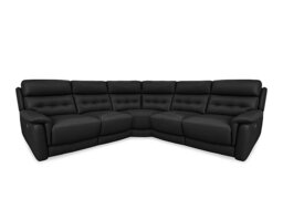 World of Leather - Springer BV Leather Large Power Recliner Corner Sofa - Classic Black