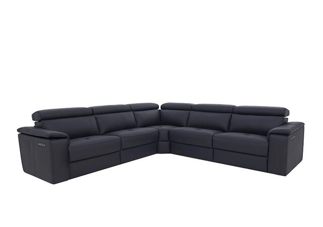 Nicoletti - Canto Large Leather Power Recliner Corner Sofa with Power Headrests and Power Lumbar - Torello Blu