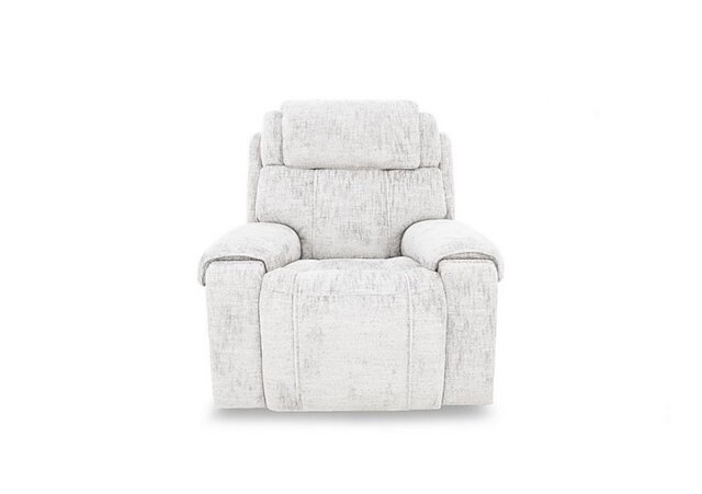 Hollywood Fabric Power Recliner Chair with Power Headrest, Bluetooth Speakers and Storage Arms - Frost