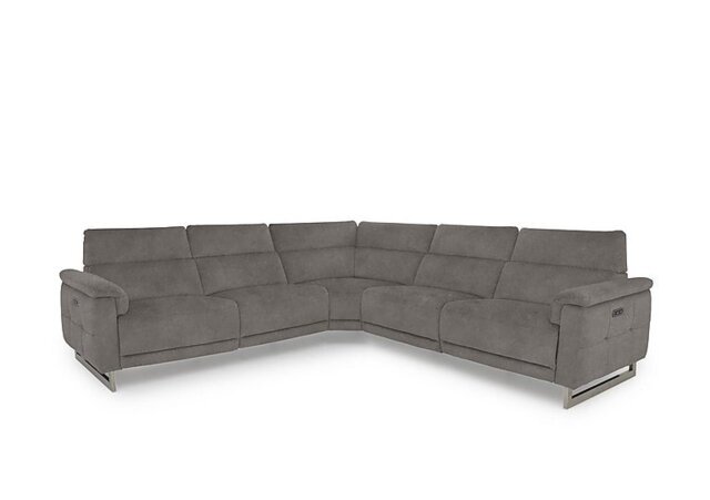 Moet Large Fabric Power Recliner Corner Sofa with Telescopic Headrests - Dexter Mocha - Sofas and Armchairs - In Time for Christmas