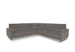 Moet Large Fabric Power Recliner Corner Sofa with Telescopic Headrests - Dexter Mocha - Sofas and Armchairs - In Time for Christmas
