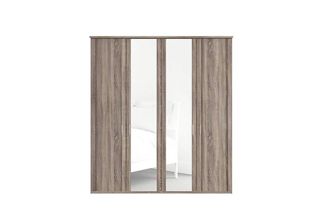 Wiemann - Oxford 4 Door Hinged Wardrobe with Mirrors - Rustic Oak