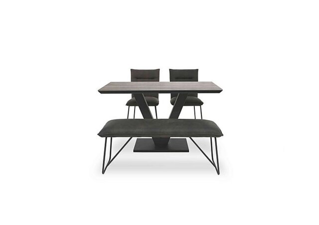 Ruben Dining Table with 2 Faux Suede Chairs and a Standard Bench - Oak
