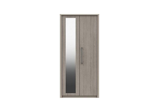 London Bedrooms - Paddington 2 Door Wardrobe with Mirror - Grey Oak