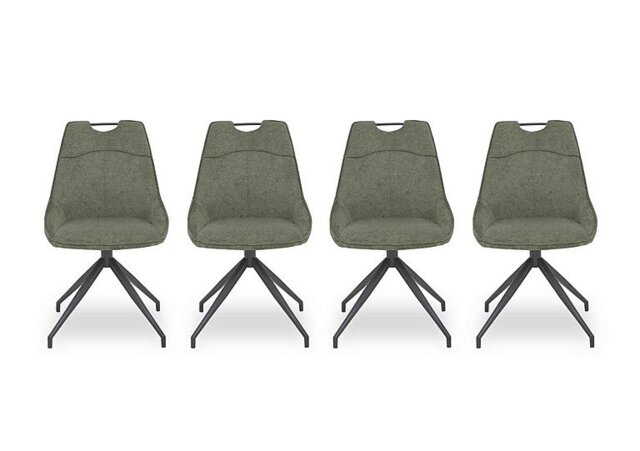 Pedro Set of 4 Fabric Swivel Dining Chairs - Green