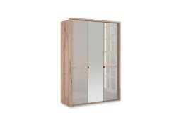 Wiemann - Hong Kong 3 Door Hinged Wardrobe with 2 Glass Doors and 1 Mirror Door - Pebble Grey